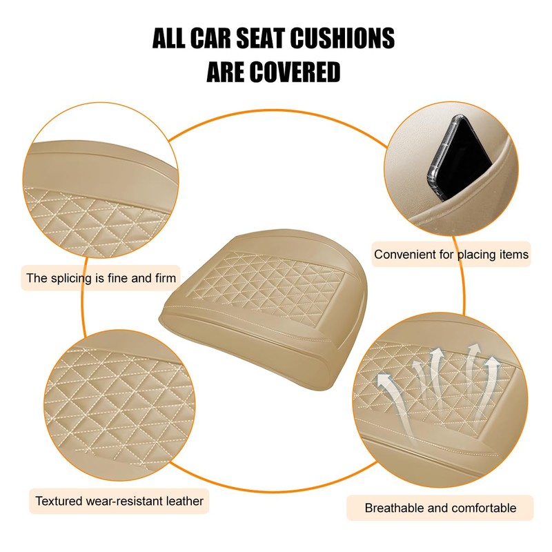 2 Pack 20.47 x 20.87 Inch PU Leather Front Seat