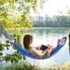 200x150cm Blue Portable Outdoor Camping Hammock with Rod Camping Courtyard