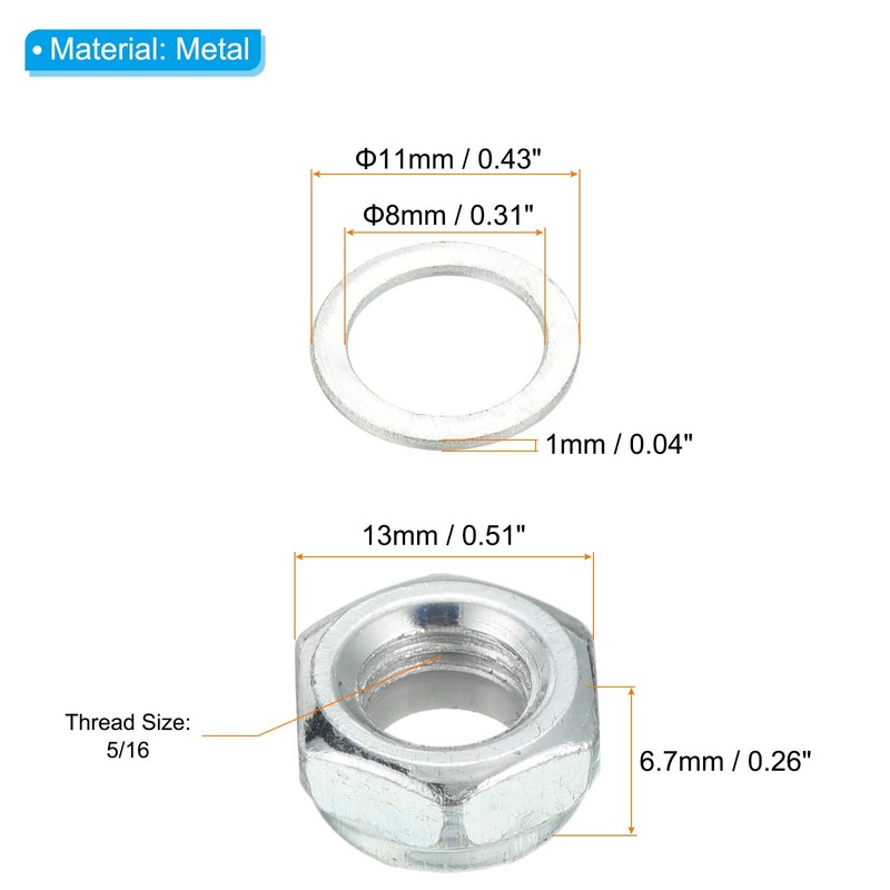 PATIKIL Skateboard Lock Nuts Set 5/16 Skateboard Truck Axle Washers