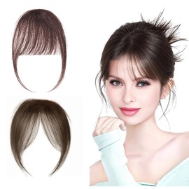 EUYKQNOI fake bangs fake pony clip in pony haarteil Clip in Bangs pony haarteil echthaar,Fringe Bangs,Human Hair Clip,Fringe Extensions Natürliche Bangs,Tempel Haarteile,Fringe Bang Extension,2 Stücke