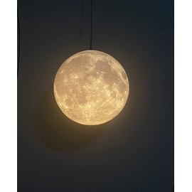 KRIPINC 3D Print Ceiling Light Moon, Creative Pendant Light Moon, Moon Lamp Ceiling Lamp, Height Adjustable E27 Planet Lamp for Children's Room, Bedroom, Living Room, Restaurant, Bar, Diameter 22 cm