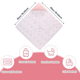 Baby Car Seat Blanket-Universal Car Seat Covers,Warm Swaddle Blankets for Infants Newborn,Boys and Girls Baby Bunting for Stroller,35"x35"(Pink Rabbit)