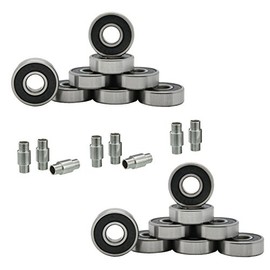 Hockey Bearings ABEC 9, 7, 5 Inline Roller Speed Package 16 Bearings and 8 Spacers Kit (ABEC 5 - Black)