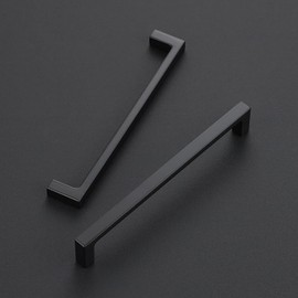 Ravinte 10 Pack 6-1/4 inch Hole Centers Matte Black Cabinet Pulls Kitchen Cabinet Handles Solid Drawer Pulls Kitchen Cupboard Hardware Flat Black Square Bar Drawer Handles