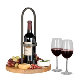 Chic Chill Wine Caddy & Appetizer Cheese Tray | Charcuterie Board with Wine Holder | Wedding Gift | Artisan Design