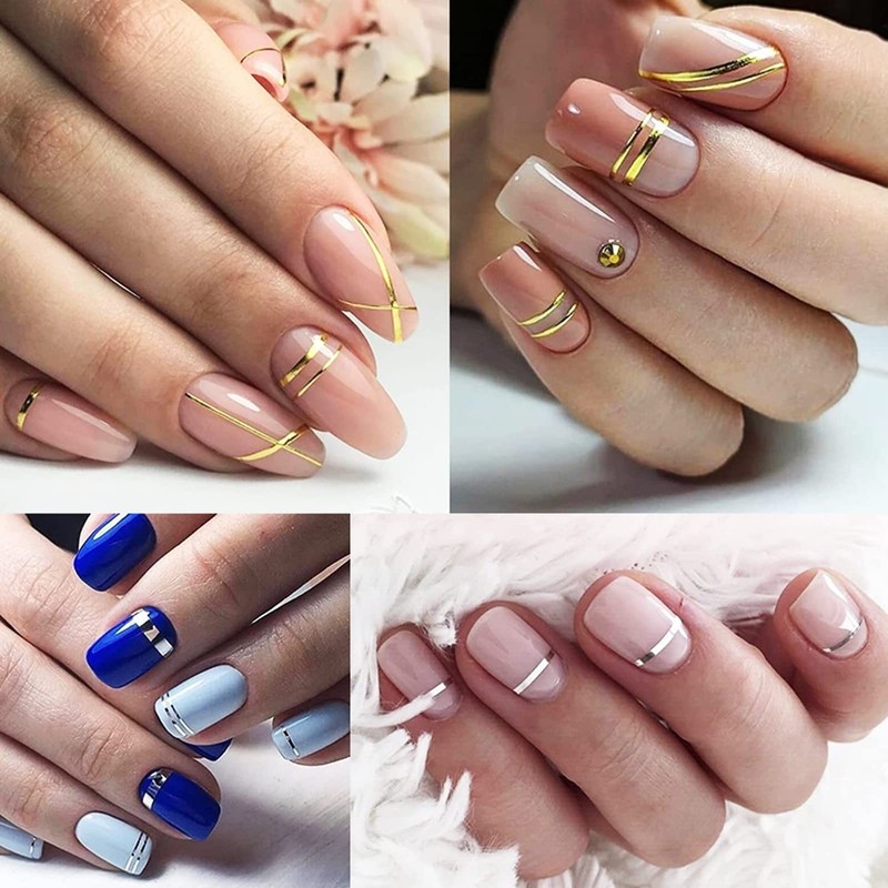20 Pcs Glitter Gold Silver Nail Art Striping Tape Line