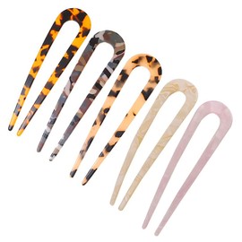 Haobase 5Pcs 4.3 inch French Hair Forks, U Shape Hair Pins for Buns, 2 Prong Bun Hair Sticks Clips, Vintage Hairstyle Accessories for Women