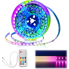 Muzata 16.4FT/5M 96LEDs/M High Density RGB LED Strip Light Spotless U108 U103 LC31 LED Strip Channel Neon Lighting and 6Pack 3.3FT/1M LED Channel Silver LED Strip Diffuser Channel U1SW WW 1M