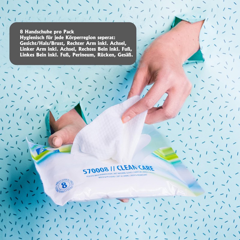 Nitras Clean Care Moist Disposable Wash Mitts with Aloe Vera