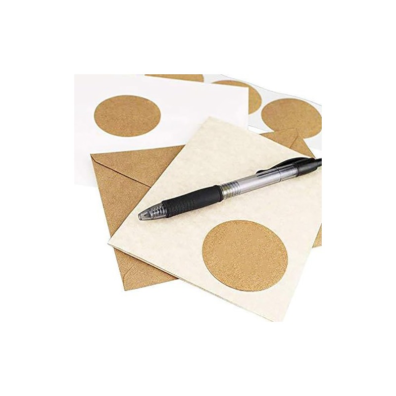 JIHUOO 2 Rolls 1 Inch Round Kraft Paper Stickers Blank