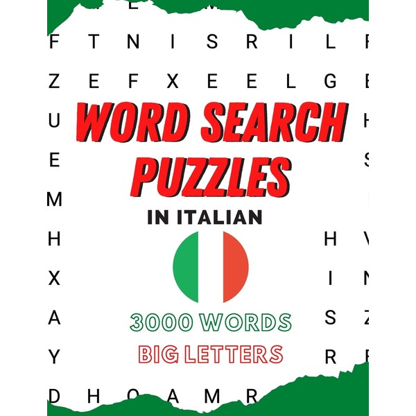 Word search puzzles in Italian, 3000 italian words, big letters: