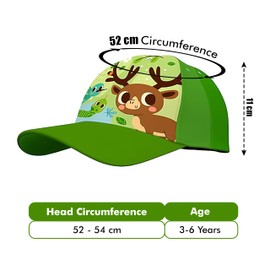 Jungle Polyester Baseball Cap, Adjustable Kids Sun Hat, Breathable Summer Green Cap for Kids Gift Sports School, Age 3+ Years