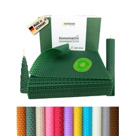 Wachsmann 20 Bienenwachsplatten aus Deutschland, grün, Wachsplatten 20 x 15 cm, Bienenwachs Kerzen selber Machen, Kerzenwachs