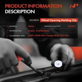 A-Premium 20PCS Nylon White Wheel Opening Molding Clips Compatible with Mini Cooper 2002-2008