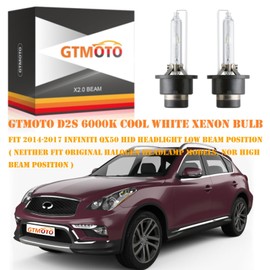 GTMOTO for 2014 2015 2016 2017 Infiniti QX60 QX70 Headlights D2S Xenon Bulbs, QX80 Q40 Q60 Q70 QX50 35W AFS Headlamp HID Low Beam, 6000K Cool Bright White Adaptive Projector Bi-xenon Lights, 2-Pack