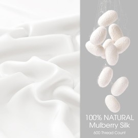 WLOSJ 100% Silk Pillow Cases 2 Pack Queen Size Mulberry Silk Pillowcase for Hair and Skin Highest Grade 6A Silk Soft Breathable Cooling with Hidden Zipper Set of 2, White