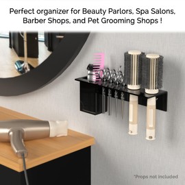 Black Acrylic Brush Holder with Hardware 4 Scissor Holes 2 Brush Holes Wall Storage with an Extra Box Shears Hair Trimmers Organizer for Salon Hairdresser Hair Stylist Barber by Marketing Holders
