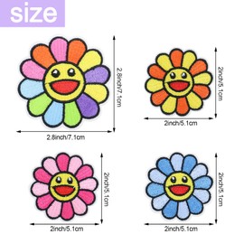 24 Pack Smiley Face Patches Sunflower Colorful Happy Smile Embroidered Patches Iron On Patches Applique for Clothes Jackets Jeans Pants Backpacks