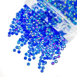 qiipii 4700PCS 3mm Transparent Royal Blue AB Resin Rhinestones Bulk Clear Dark Blue Flatback Jelly Stones Pack SS10 Diamonds Gems Charms for Nails Face Eyes Makeup Tumblers DIY Crafts Decor Shoes