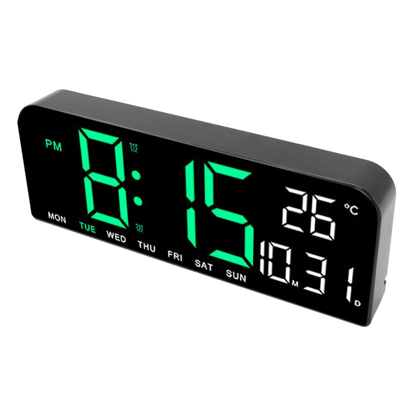 Digital Alarm Clock Large LED Display Desk Wall Clock with