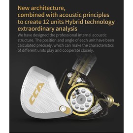 CCA C12 In Ear Earphones 5BA 1DD Hybrid Drivers Wired Sport Earbuds Headphones Stereo Gaming Headset HiFi Clear Sound for Musician Audiophile Singer DJ-No Mic