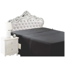 Marina Decoration Ultra Soft Silky Deep Pocket Solid Rayon from Bamboo All Season Wrinkle Free Solid Bamboo Flat Sheet, Black Color Queen Size