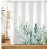 DASHAN No Hook Shower Curtain with Snap in Liner, Green Leaf Shower Curtains for Bathroom, Botanical Bath Curtain Sage Green Plant Fabric Bathroom Curtains 71"x74"