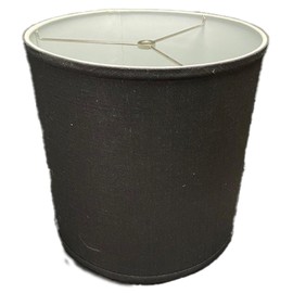 FenchelShades.com 12" Top Diameter x 12" Bottom Diameter 12" Height Cylinder Drum Lampshade USA Made (Designer Linen Black)