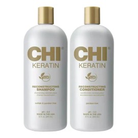 Kit Shampoo y Acondicionador CHI Keratin Infusion para Cabello Seco y Dañado de 1.9 L