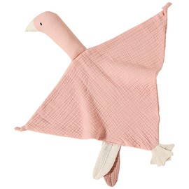 TRYTUTRY Organic Cotton Security Blanket for Baby Boys and Girls, Pink Goose Soft Baby Loveys Muslin Cotton Blanket, Breathable Security Blanket Great