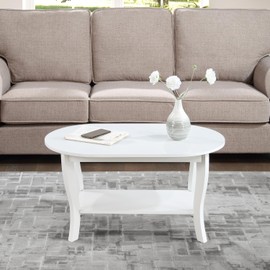 HomeStock Artisanal Abode Oval Coffee Table, 36-in x22-In x18-In, Elegant Dual-Tier Shelving, Smooth Finish, Stylish & Functional Coffee Table for Home Decor & Storage