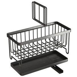 Anwangda Kitchen Sink Caddy, Stainless Steel Kitchen Sink Organizer Sponge Holder with Removable Drain Tray and Partitions, Kitchen Countertop Organiser Brush Dishcloth Drainer Rack
