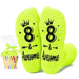 HAPPYPOP 8th Birthday Gift Ideas - Birthday Socks and Gifts for 8 Year Old Girls