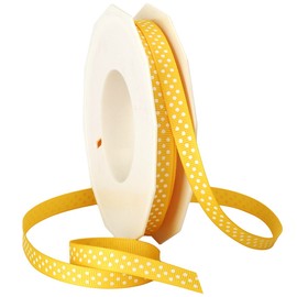 Morex Ribbon Swiss Dot Polyester Grosgrain Ribbon, 3/8-Inch by 20-Yard Spool, Bright Yellow
