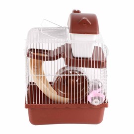 Naroote Hamster Cages, Gerbil Cage, 2 Tier Portable Small Hamster Cage Interesting Hamster Cages and Habitats Dwarf Hamster Cage for Pet Dwarf Hamsters, Gerbils or Mice (Coffee)