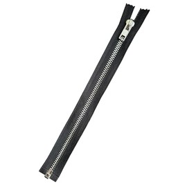 Metall - Reißverschluss GROB 8mm Silber-Glanz Reißverschlüsse teilbar MSG_322 (schwarz, 23cm)