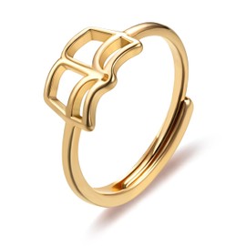 PANTIDE Book Lovers Ring For Women - Open Book Dainty Ring, Bookworm Librarian Reading Book Club Teacher Gifts, Adjustable Thumb Knuckle Stackable Jewelry Christmas Birthday Wedding Gift (Gold)