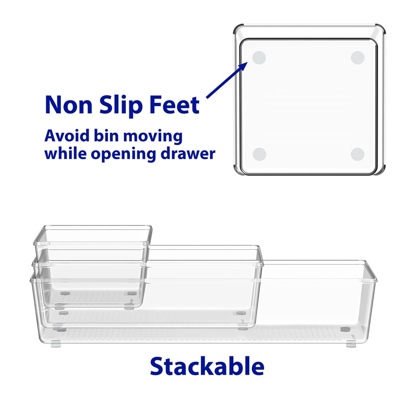 Simple Houseware Clear Drawer Organizer for Office Bin Desk Storage,