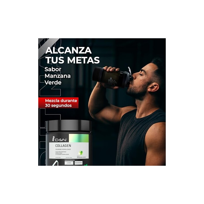 Colágeno Hidrolizado Polvo 420 Manzana Verde Vitamina Ácido Hialurónico Resveratrol