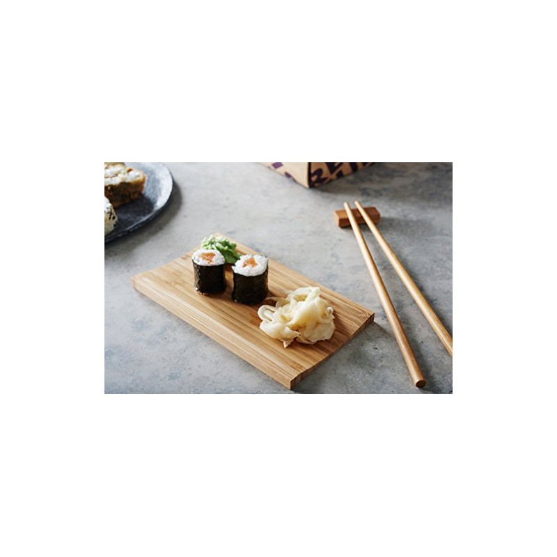 Reishunger Sushi Serving Board Traditional Bamboo Serving Plate, 18 x