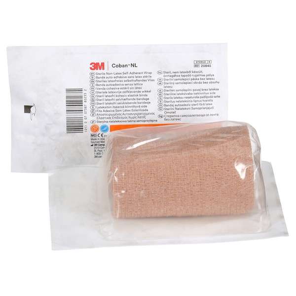 3M™ Coban™ NL Sterile Non-Latex Self-Adherent Wrap with Hand Tear, Sterile, tan, 4 in x 5 yd, 18 rolls/case