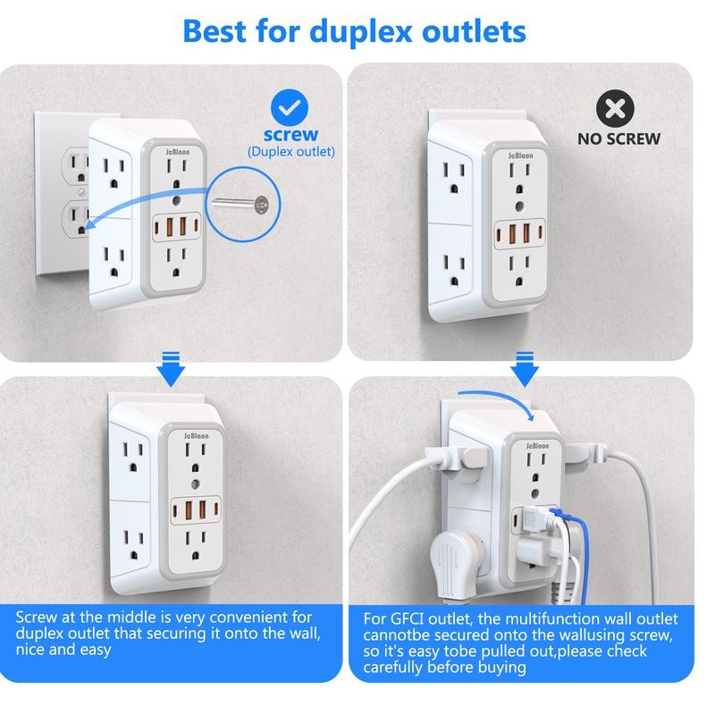 JcBlaon 6-Outlet Surge Protector Wall Charger with 4 USB Ports