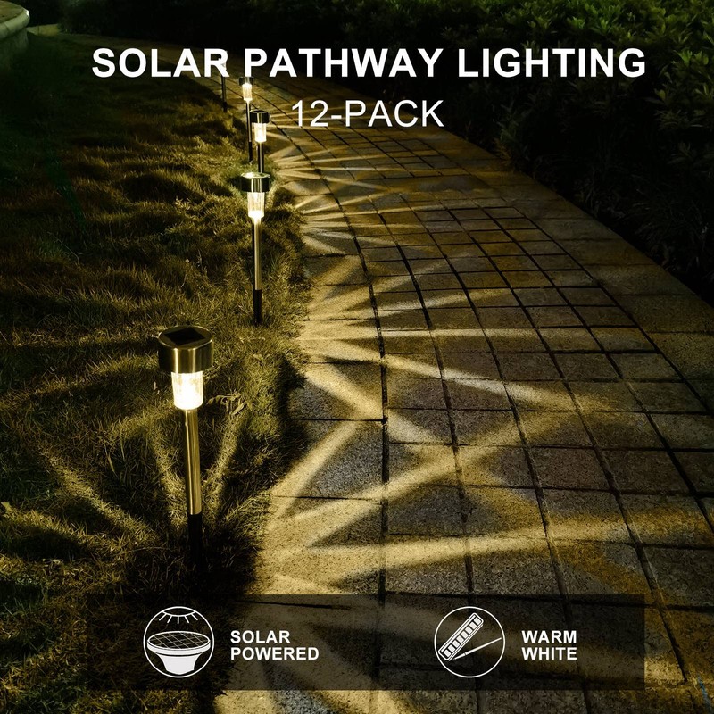 Solar Lights Outdoor Waterproof, Stainless Steel LED Landscape Lighting, Solar