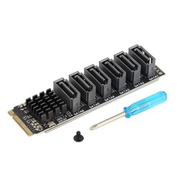 M.2 to SATA 3.0 Adapter, 6 Ports M.2 M EKY PCIE3.0 to SATA Expansion Card Adapter, 6Gbps High Speed, ASM1166 Chip, with Smart Indicator, for Mac OS, Windows, Linux