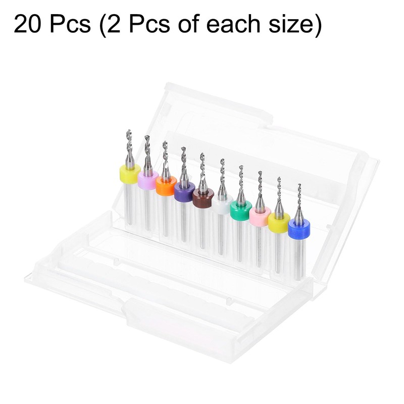 sourcing map 2 Set (20pcs) PCB Drill Bit Set 1/8"