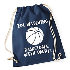 Hippowarehouse Shhh. I'm Watching Basketball With Daddy!! Drawstring Cotton School Gym Bag 37cm x 46cm, 12 litres