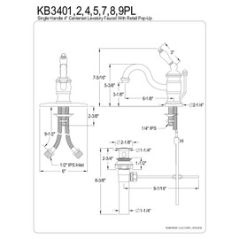 Kingston Brass KB3408PL Victorian 4-Inch Centerset Lavatory Faucet with Porcelain Lever Handle, Brushed Nickel