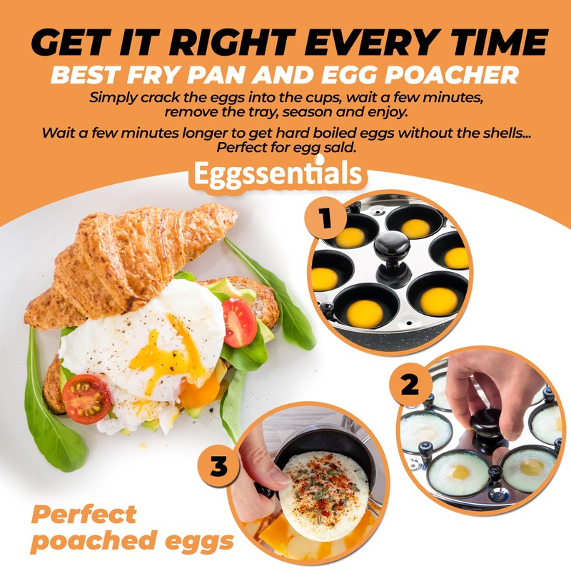 Eggssentials 2 IN 1 Egg Poacher Pan & Large Frying