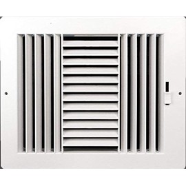 Three-Way Plastic Side Wall/Ceiling Register in White 10" w X 6" h for Duct Opening (Outside Dimension is 11.75" w X 8" h)