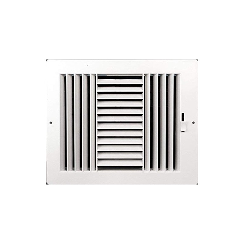 Three-Way Plastic Side Wall/Ceiling Register in White 10" w X